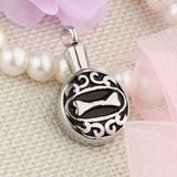 Maxbell Stainless Steel Dog Bone Round Cremation Keepsake Urn Pendant Silver