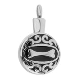 Maxbell Stainless Steel Dog Bone Round Cremation Keepsake Urn Pendant Silver