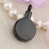 Maxbell Stainless Steel Dog Bone Round Cremation Keepsake Urn Pendant Black