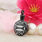 Maxbell Stainless Steel Dog Bone Round Cremation Keepsake Urn Pendant Black