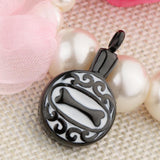 Maxbell Stainless Steel Dog Bone Round Cremation Keepsake Urn Pendant Black