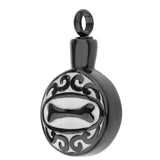 Maxbell Stainless Steel Dog Bone Round Cremation Keepsake Urn Pendant Black