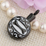 Maxbell Stainless Steel Dog Bone Round Cremation Keepsake Urn Pendant Black
