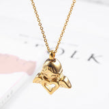 Maxbell Stainless Steel Angel Wings Heart Urn Necklace Pendant Ashes Keepsake Gold
