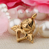 Maxbell Stainless Steel Angel Wings Heart Urn Necklace Pendant Ashes Keepsake Gold