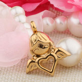 Maxbell Stainless Steel Angel Wings Heart Urn Necklace Pendant Ashes Keepsake Gold