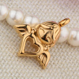 Maxbell Stainless Steel Angel Wings Heart Urn Necklace Pendant Ashes Keepsake Gold