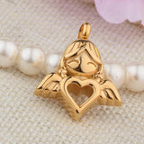 Maxbell Stainless Steel Angel Wings Heart Urn Necklace Pendant Ashes Keepsake Gold