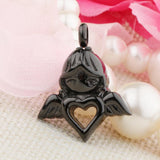 Maxbell Stainless Steel Angel Wings Heart Urn Necklace Pendant Ashes Keepsake Black