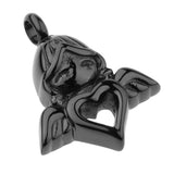 Maxbell Stainless Steel Angel Wings Heart Urn Necklace Pendant Ashes Keepsake Black