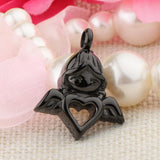 Maxbell Stainless Steel Angel Wings Heart Urn Necklace Pendant Ashes Keepsake Black