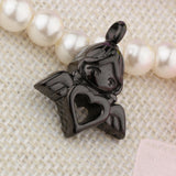 Maxbell Stainless Steel Angel Wings Heart Urn Necklace Pendant Ashes Keepsake Black