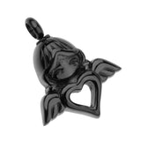 Maxbell Stainless Steel Angel Wings Heart Urn Necklace Pendant Ashes Keepsake Black