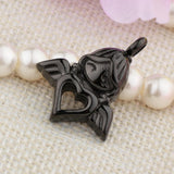 Maxbell Stainless Steel Angel Wings Heart Urn Necklace Pendant Ashes Keepsake Black