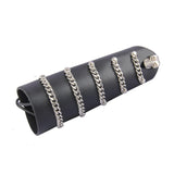 Maxbell Medieval Punk Link Chain Bandage Steampunk Leather Gauntlet Wristband Black