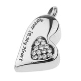 Maxbell Stainless Steel Crystal Memorial Urn Pendant Cremation Ashes Keepsake White