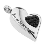 Maxbell Stainless Steel Crystal Memorial Urn Pendant Cremation Ashes Keepsake Black