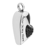 Maxbell Stainless Steel Crystal Memorial Urn Pendant Cremation Ashes Keepsake Black