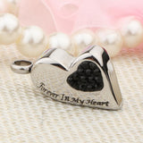 Maxbell Stainless Steel Crystal Memorial Urn Pendant Cremation Ashes Keepsake Black