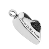 Maxbell Stainless Steel Crystal Memorial Urn Pendant Cremation Ashes Keepsake Black