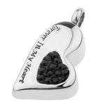 Maxbell Stainless Steel Crystal Memorial Urn Pendant Cremation Ashes Keepsake Black
