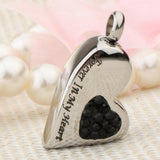 Maxbell Stainless Steel Crystal Memorial Urn Pendant Cremation Ashes Keepsake Black