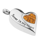 Maxbell Stainless Steel Crystal Memorial Urn Pendant Cremation Ashes Keepsake Yellow