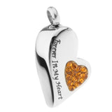 Maxbell Stainless Steel Crystal Memorial Urn Pendant Cremation Ashes Keepsake Yellow