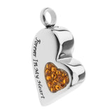 Maxbell Stainless Steel Crystal Memorial Urn Pendant Cremation Ashes Keepsake Yellow
