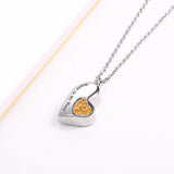 Maxbell Stainless Steel Crystal Memorial Urn Pendant Cremation Ashes Keepsake Yellow