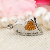Maxbell Stainless Steel Crystal Memorial Urn Pendant Cremation Ashes Keepsake Yellow