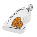 Maxbell Stainless Steel Crystal Memorial Urn Pendant Cremation Ashes Keepsake Yellow
