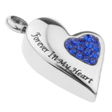 Maxbell Stainless Steel Crystal Memorial Urn Pendant Cremation Ashes Keepsake Blue