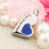 Maxbell Stainless Steel Crystal Memorial Urn Pendant Cremation Ashes Keepsake Blue