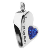 Maxbell Stainless Steel Crystal Memorial Urn Pendant Cremation Ashes Keepsake Blue