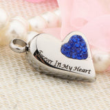 Maxbell Stainless Steel Crystal Memorial Urn Pendant Cremation Ashes Keepsake Blue