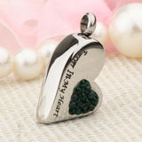 Maxbell Stainless Steel Crystal Memorial Urn Pendant Cremation Ashes Keepsake Green