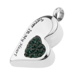 Maxbell Stainless Steel Crystal Memorial Urn Pendant Cremation Ashes Keepsake Green