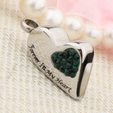 Maxbell Stainless Steel Crystal Memorial Urn Pendant Cremation Ashes Keepsake Green