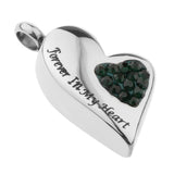 Maxbell Stainless Steel Crystal Memorial Urn Pendant Cremation Ashes Keepsake Green