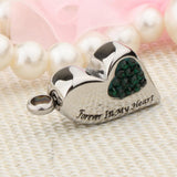 Maxbell Stainless Steel Crystal Memorial Urn Pendant Cremation Ashes Keepsake Green