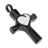 Maxbell Stainless Steel Cross Crucifix Love Heart Pendant Keepsake Memorial Black