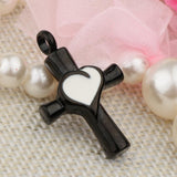 Maxbell Stainless Steel Cross Crucifix Love Heart Pendant Keepsake Memorial Black