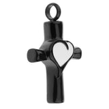 Maxbell Stainless Steel Cross Crucifix Love Heart Pendant Keepsake Memorial Black