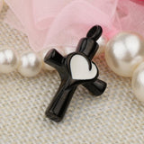 Maxbell Stainless Steel Cross Crucifix Love Heart Pendant Keepsake Memorial Black