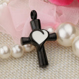 Maxbell Stainless Steel Cross Crucifix Love Heart Pendant Keepsake Memorial Black