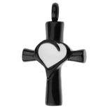 Maxbell Stainless Steel Cross Crucifix Love Heart Pendant Keepsake Memorial Black