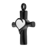 Maxbell Stainless Steel Cross Crucifix Love Heart Pendant Keepsake Memorial Black
