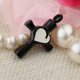 Maxbell Stainless Steel Cross Crucifix Love Heart Pendant Keepsake Memorial Black