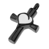 Maxbell Stainless Steel Cross Crucifix Love Heart Pendant Keepsake Memorial Black